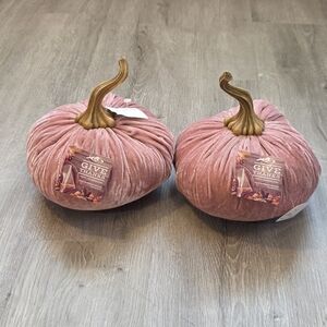 Flora Bunda Velvet Pumpkin Accent Pillow Set 2 Pink French Farmhouse Boho